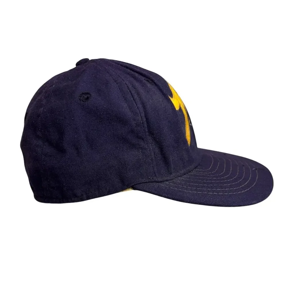 Vintage New Era Pro Model Fitted Youth Baseball Cap Blue H Logo 70s-80s